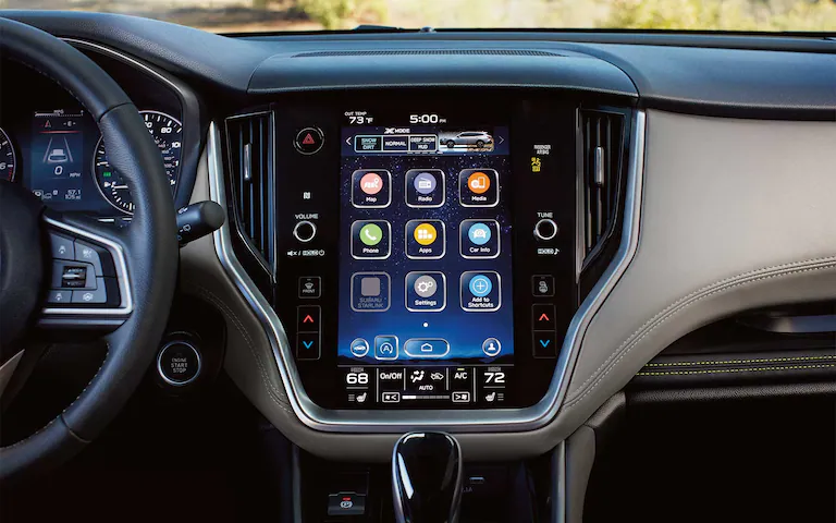 A close-up of the available 11.6-inch touchscreen for the SUBARU STARLINK® Multimedia system on the 2022 Subaru Outback.